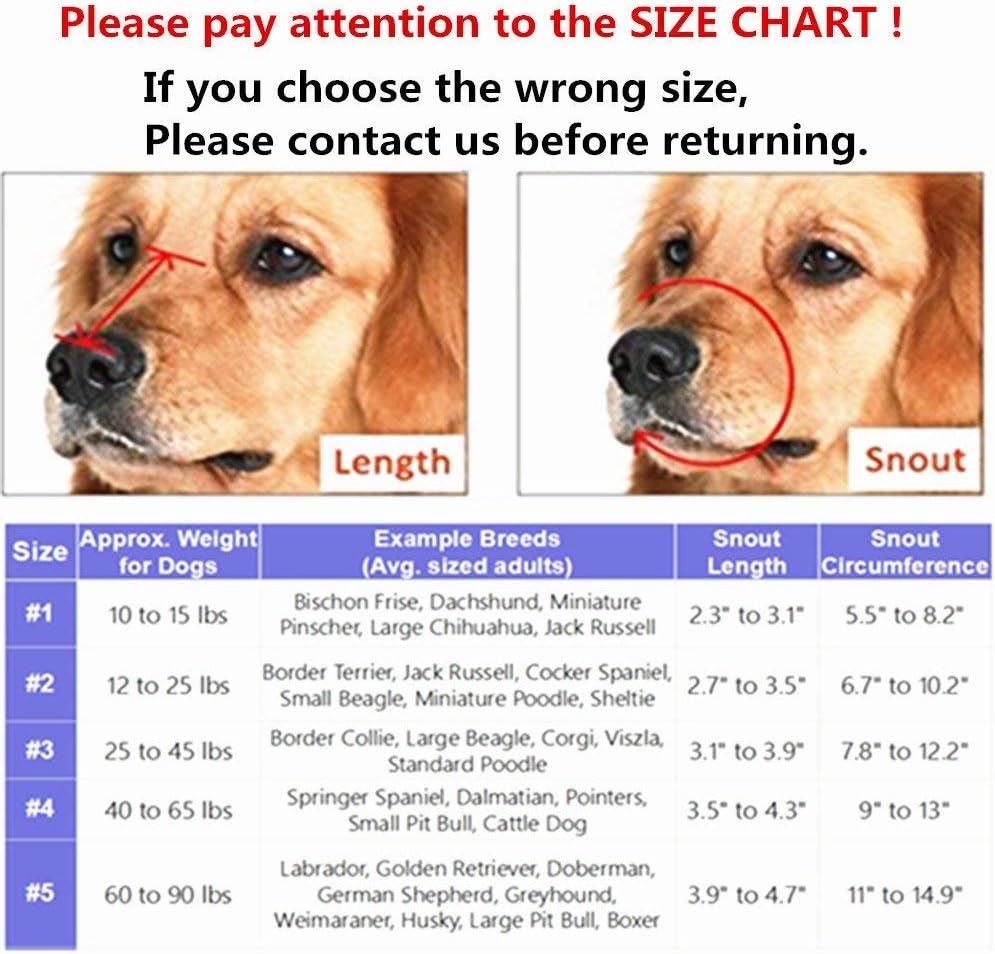 Basket Dog Muzzles-Soft Adjustable Breathable Mask Anti Biting Chewing Barking Training Dog Muzzle for Small Medium Large Dogs (Black, 5: Snout 11-14.9")