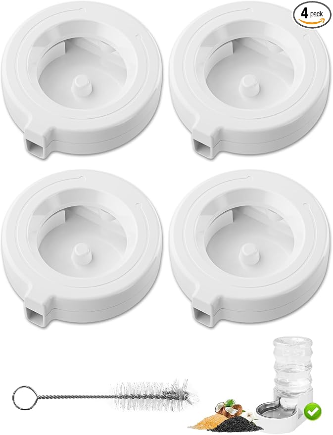 Pet Water Dispenser Replacement Filter, Filters for 3L/3.6L/4.6L/6L/8L Gravity Automatic Dog Water Fountain, Auto-Refill Pet Waterer Filter Replacement, 4 Filters with 1 Brush
