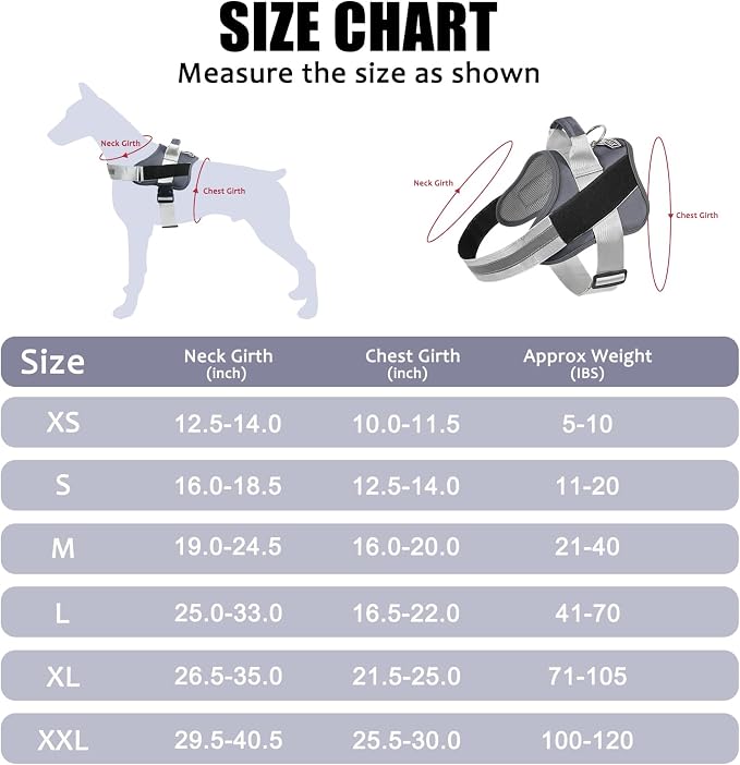 Dog Harness, No-Pull Reflective Dog Vest, Breathable Adjustable Pet Harness with Handle for Outdoor Walking - No More Pulling, Tugging or Choking
