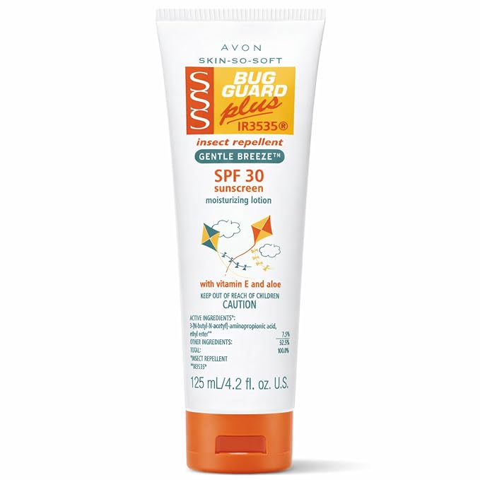 AVON Skin So Soft Bug Guard Plus IR3535 Insect Repellent Moisturizing Lotion — Gentle Breeze SPF 30 Lotion, 2-in-1 Sunscreen & DEET-Free Bug Repellent with Vitamin E & Aloe — Travel Size, 4.2 fl oz