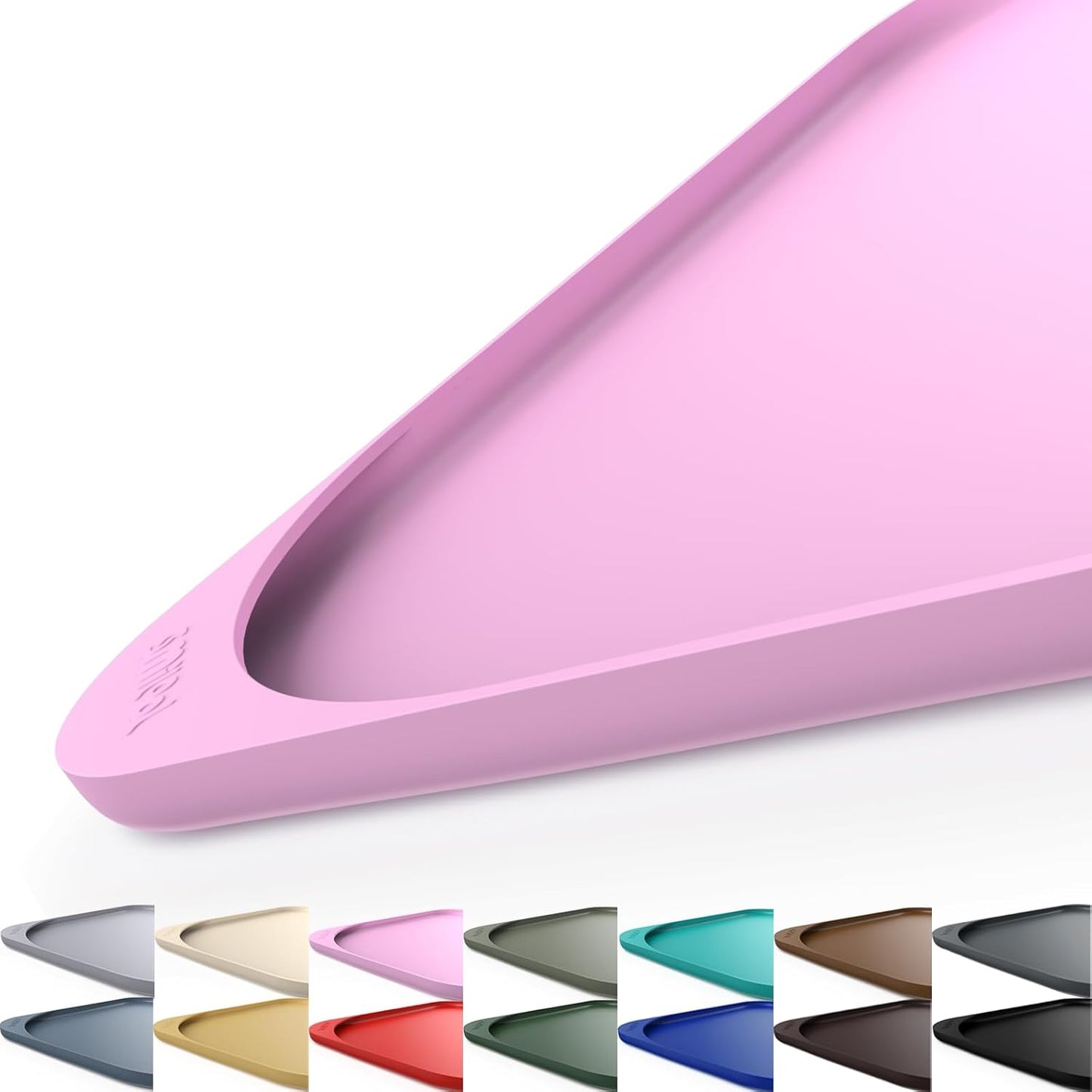 Silicone Pet Feeding Mat with Raised Edge & Residue Collection Pocket for Food and Water, Dog Bowl Mats, Cat Bowls Placemat with High Lip for Floor Waterproof, 24 x 16 x 0.8 Pink