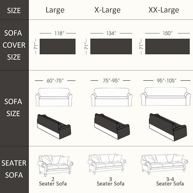 VClife Couch Cover Sofa Cover Washable Sofa Protector, Non Slip Couch Covers for 3 Cushion Couch Sofa Modern Tribal Pattern Sofa Slipcover Dog Furniture Protector, Soft Chenille, Dark Gray, 71"X134"