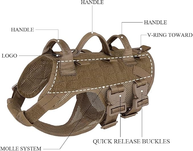 Tactical Dog Harness No Pull for Large Working Dogs Military Dogs Vest Police Service Training Dogs Molle Harnesses with Handle … …