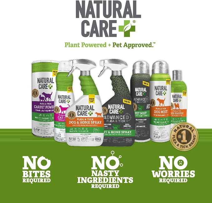Natural Care Flea and Tick Spray for Dogs - Flea & Tick Treatment for Dogs - Flea & Tick Killer with Certified Natural Oils - 14 Ounces