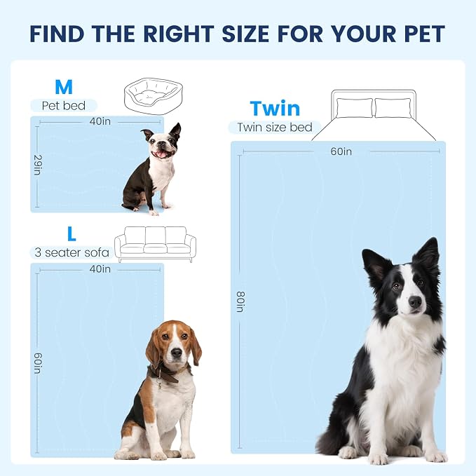 Mora Pets Premium Cooling Blanket for Dogs, Q-MAX>0.5 Washable Breathable Cooling Mat, Lightweight Soft Summer Pet Throw Blanket, Furniture Protector Bed Couch Cover for Small Dog Cat, Blue, 29x40