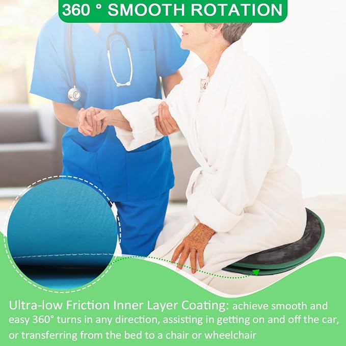 Swivel Seat Cushion 360 Degree Rotating Seat Cushion Light Weight Portable Pivot Disc Pad for Elderly, Swivel Car Seat Easy Turning from Bed to Wheelchair or Chair (50cmX50cm-Gray)
