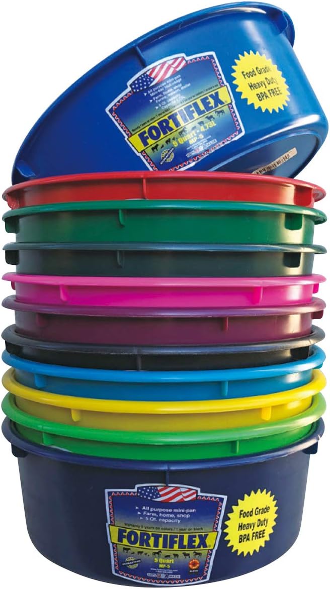 Fortiflex Mini Feed Pan for Dogs and Horses, 5-Quart, Hunter Green