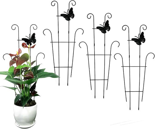 23 Inch Plant Trellis for Potted Plants, Sturdy Metal Houseplant Trellis for Climbing Plants Indoor Outdoor, Rust-Resistant Plant Support for Monstera Pothos Ivy, 4 Pack (4, 23inch)