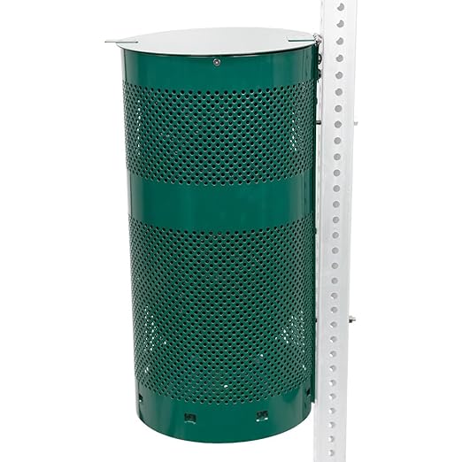 ZERO WASTE USA - Aluminum Outdoor Trash Can, 10 Gallon, Gloss Green | Rust-proof 10-gallon aluminum outdoor trash can, post or wall mount, built-in liner clamps, weather-resistant lid