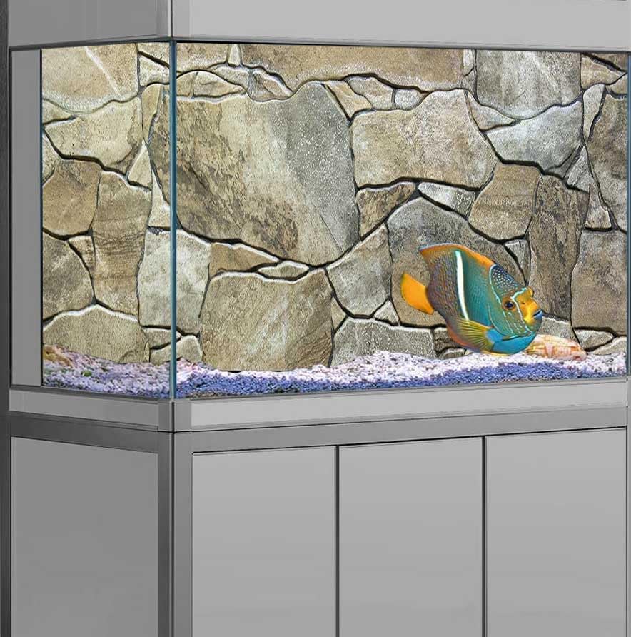 24X16IN Marble Aquarium Background, Art Marble Aquarium Background, Natural Marble Glass Terrarium Background with 8 EVA Double-Sided Tape