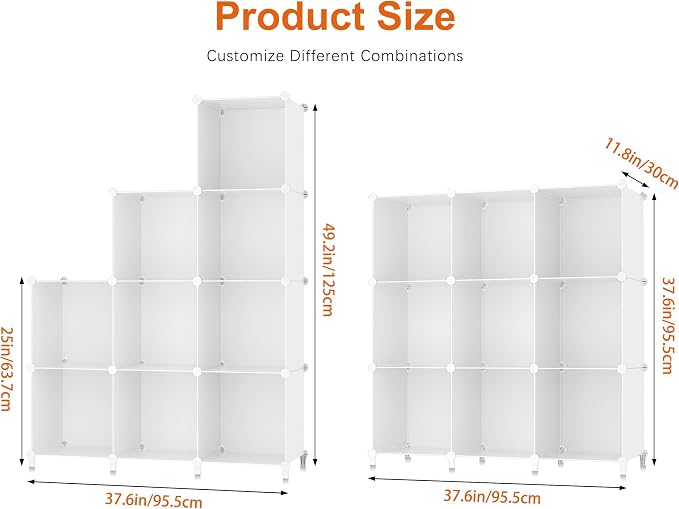 HOMIDEC Closet Organizers and Storage, 9 Cube Storage Organizer, White | Portable Closet Organizer System, Storage Cubes Shelves, for Bedroom, Kids Room, Bathroom, Wardrobe, Clothes Rack