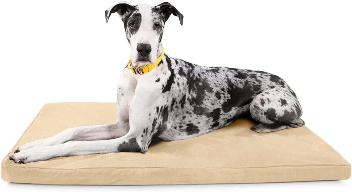 K9 Ballistics Tough Ripstop Orthopedic Dog Crate Bed - Durable Pad with Washable Cover, for Wire Crates, Tie-Downs Included, Size: XX-Large 53"x36", Sandstone