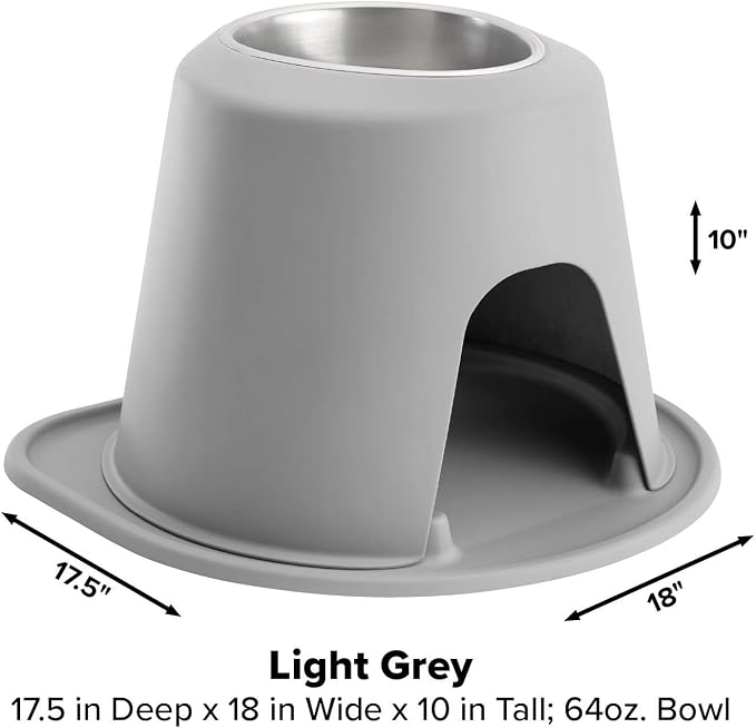 WeatherTech Single High Pet Feeding System - Raised Dog/Cat Bowl - 10" High Stand Light Grey (SH6410LGLG)