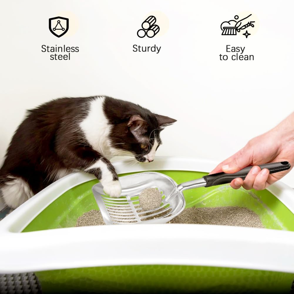 Cat Litter Scoop - Sturdy Mesh Scooper,Long Handle Cat Scooper,Aluminum Alloy Sifter Metal Scoop,Poop Sifting,Mesh shovel,Suitable for Cat Litter Box,Christmas GiftSuitable for Cat Litter Box