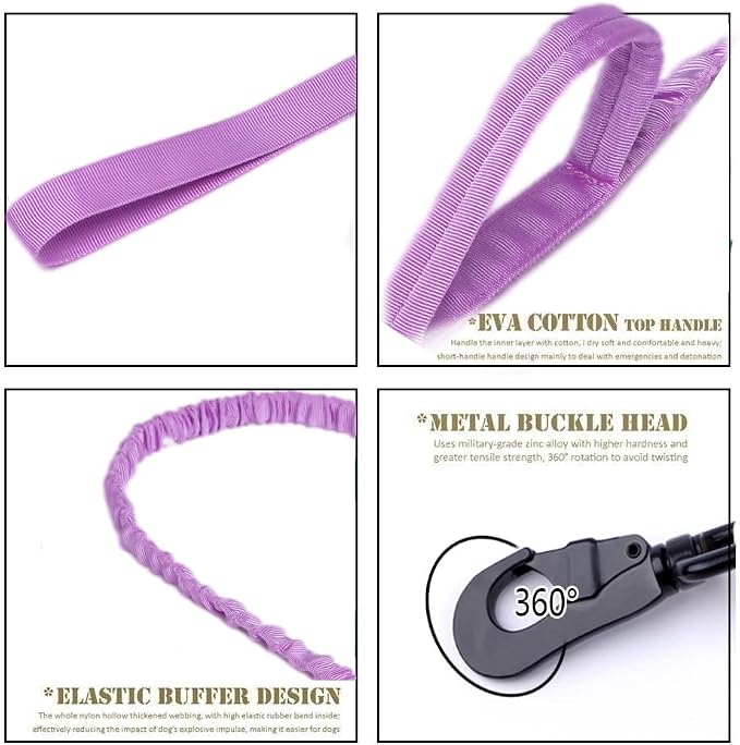 Tactical Dog Collar and Leash Set for Large Dogs with Control Handle,Purple | 1000D Heavy-Duty Nylon Fabric,Quick-Release Metal Buckle,Adjustable Fit,Soft-Padded Webbing,D-Ring,for Training & Hiking,XL