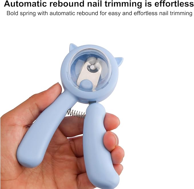 Dog Anti-Splash Pet Nail Clippers and Trimmer Set, Professional Stainless Steel Dog & Cat Nail Clippers with Safety Guard, Nail File, and Non-Slip Handle for Safe, Painless Grooming at Home, Blue