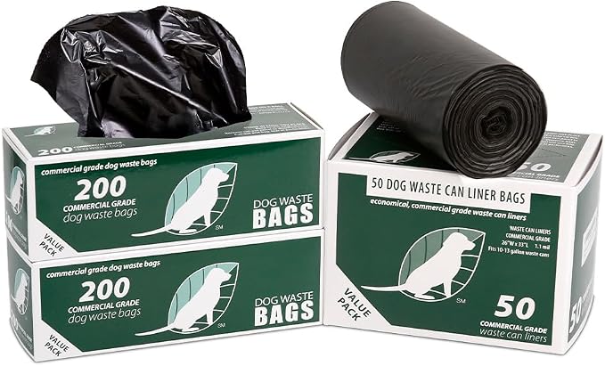 ZERO WASTE USA Designer Dog Waste Station - Dual Color Dogs Boston Terrier - Roll Bag System - Rustproof Powder Coated Aluminum - Free 400 Waste Bags & 25 Can Liners - Matte Black