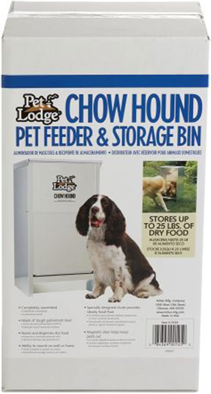 Little Giant Dry Food Automatic Steel Dog Feeder Chow Hound 25 Pound Capacity & 13-Quart Galvanized Steel Ever Full Pet Water Bowl Dish