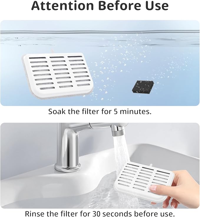 Filter Unit Rect For E VERSWEET MAX Cordless 105fl oz/3L Pet Cat Water Fountain Filter Replacement (Square-5 Filters+5 Sponges)