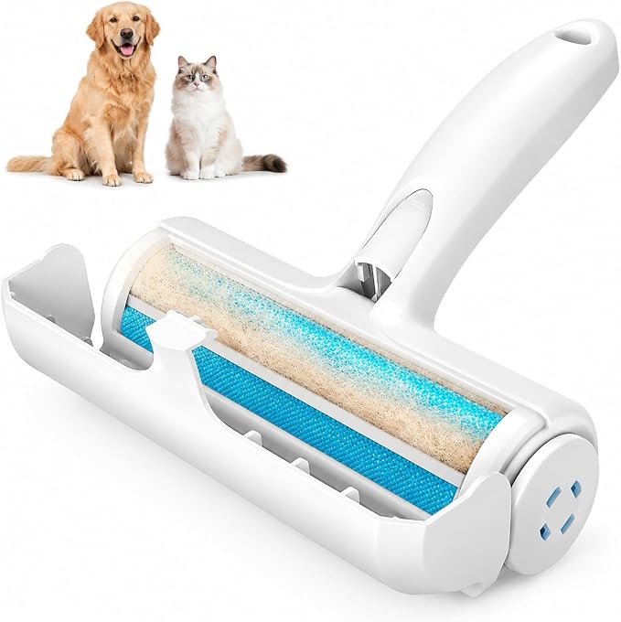 Pet Hair Remover for Dogs & Cats - Reusable Lint Roller & Hair Remover Tool for Couch, Carpet, Furniture, Bedding & Car Seats - Portable & Easy Clean Pet Fur Remover Roller for Home & Travel (Blue)