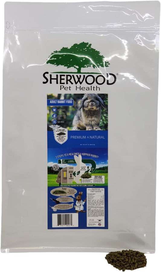 Sherwood Pet Health Adult Rabbit Food Alfalfa Timothy Hay-Based Blend 20 lbs, Grain and Soy-Free for Better Digestion