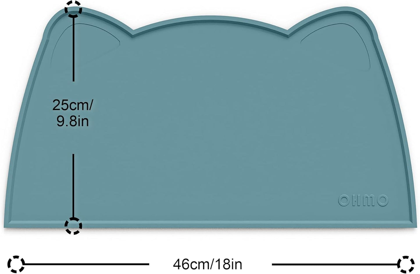 OHMO - Cat Food Mat, Silicone Pet Feeding Mat for Floor Non-Skid Waterproof Dog Water Bowl Tray, Easy to Clean Pet Placemat (Light Blue, 18 * 9.8'')