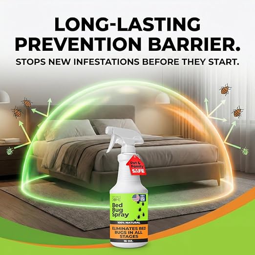 Nature's Dome Bed Bug Spray – 16 OZ Natural Bed Bug & Mite Killer, Destroys Eggs, Kills Resistant Strains, Long-Lasting Protection, Safe for Home Use