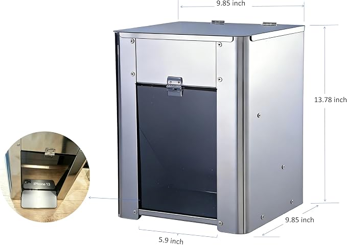 6.8L(15 lbs) Gravity Dog Feeder – Stainless Steel Automatic Pet Food Dispenser, No Power Outdoor Dog Feeder, for cat and Small Dog, Wall Mount or Floor Pet Feeding Station,Weather-Resistant