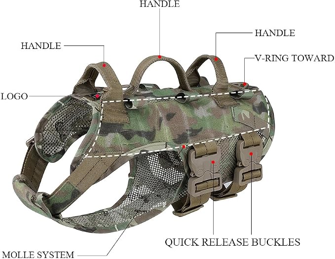 Tactical Dog Harness No Pull for Large Working Dogs Military Dogs Vest Police Service Training Dogs Molle Harnesses with Handle … …