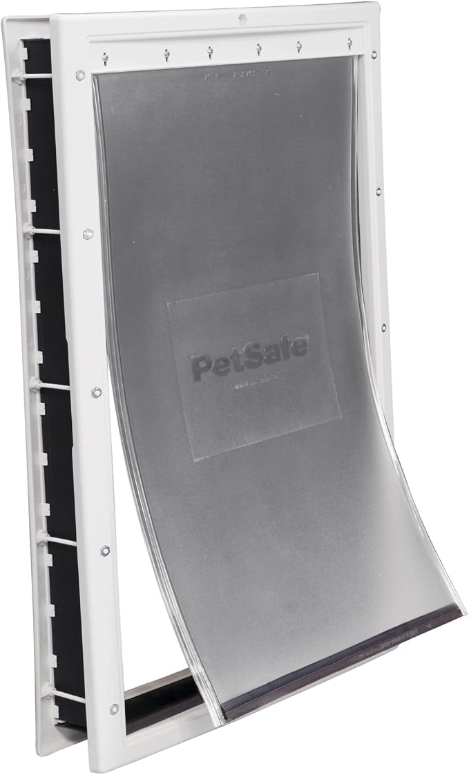 PetSafe Plastic Dog & Cat Door, Pets Up to 220 lb, X-Large | Flap Opening 13 5/8 in W x 23 5/8 in H, Snap-on Closing Panel, Paintable Frame, Easy DIY Install