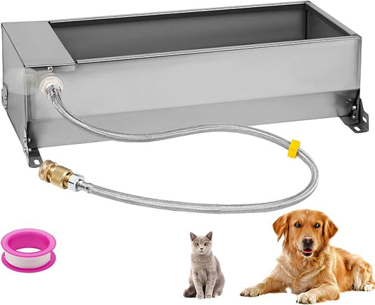Automatic Livestock Water Trough Large Capacity, Self Filling Dog Waterer | Outdoor Animal Drinking Water Bowl Dispenser with Float Valve, Stainless Steel Water Trough for Horse,Goat,Pig,Dog,Sheep