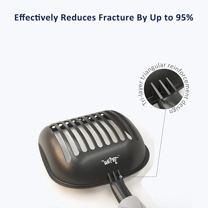 Cat Litter Scoop, Non-Stick Plated Aluminum Alloy Sifter, Kitty Durable Metal Scooper, Deep Shovel, Long Handle, Kitten Pooper Lifter, Size Large, Coated Black Body with Grey Handle