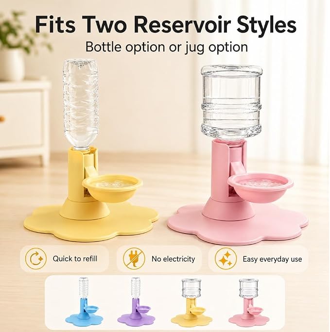 Automatic Pet Water Dispenser,Flow Self Refilling Cat & Dog Water Bowl | Portable Bottle Outdoor Jug, 3 Gallon No Spill, Washing Station for Pets, Feeder, Fountain, Storage(Purple,No Bottle)