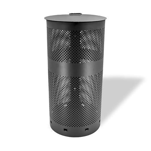 ZERO WASTE USA - Aluminum Outdoor Trash Can, 10 Gallon, Matte Black | Rust-proof 10-gallon aluminum outdoor trash can, post or wall mount, built-in liner clamps, weather-resistant lid