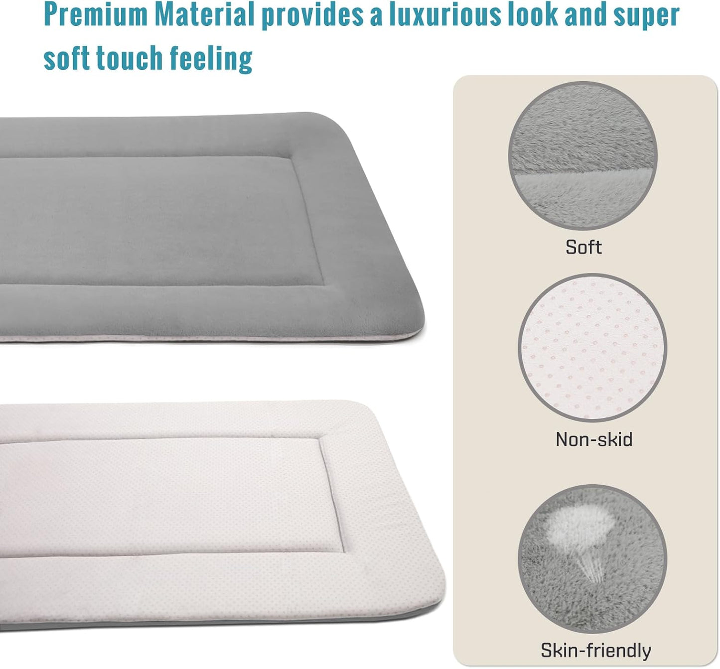 Magic Dog Extra Large Dog Bed Soft Dog Crate Pad Dog Mat, Jumbo 48 Inches Machine Washable Pet Bed Kennel Pad with Non-Slip Bottom, Gray