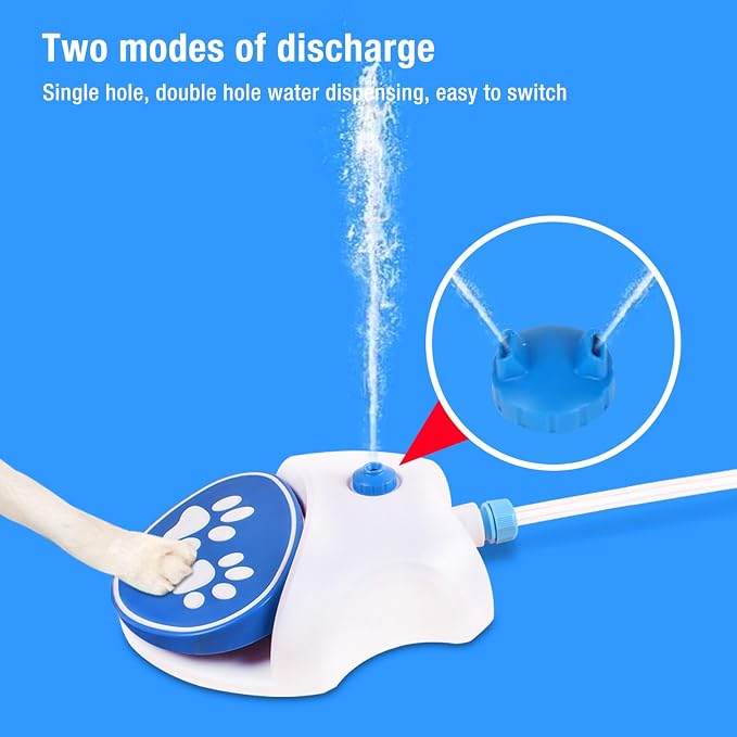 Outdoor Dog Water Fountain, with Hose for Pets, Drinking Water Bowl, Step On Dog Sprinkler, Large Pedal