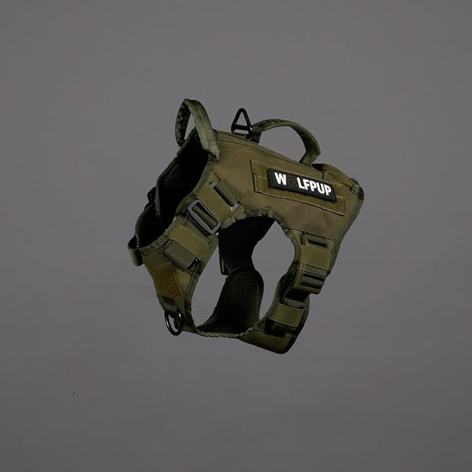 WOLFpak Tactical Dog Vest Harness No Pull Breathable (OD Green, X-Large) | Dual Grab Handles, 1000D Nylon, Four-Point Adjustment, MOLLE Attachment Panels, Three Storage Pockets, Metal Alloy Buckles
