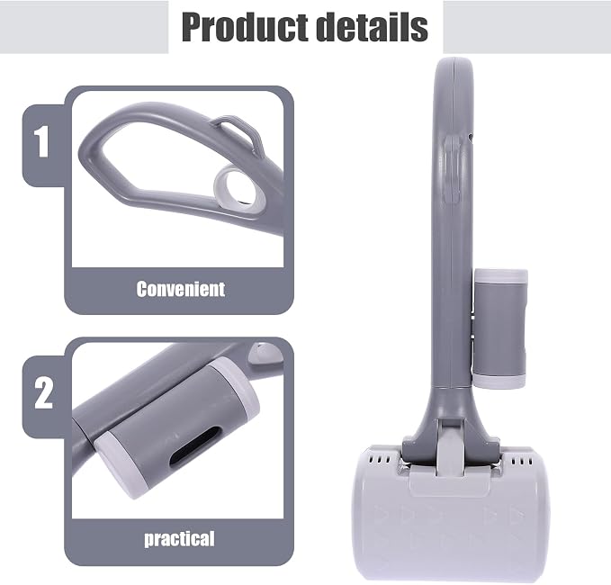 Beaupretty Heavy Duty Portable Dog Pooper Scooper with Handle, Gray Plastic Dog Poop Scoop for Yard and Outdoor Pet Waste Pickup
