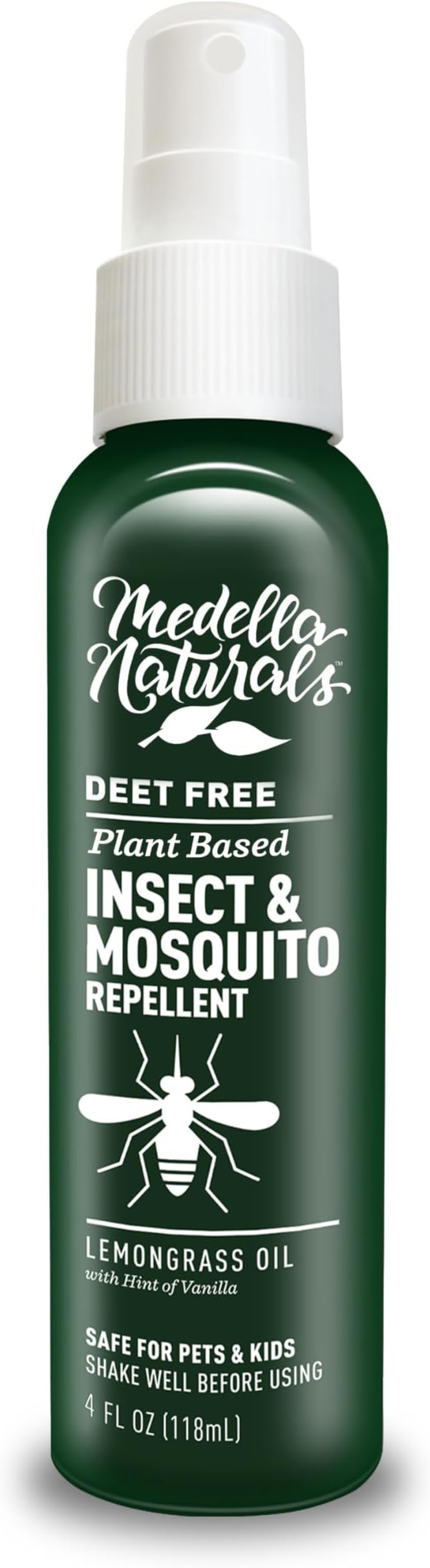 Medella Naturals Insect & Mosquito Repellent, DEET-Free Naturally Derived Formula, Kid and Pet Friendly, Made in The USA, 4 Ounce Spray Bottle