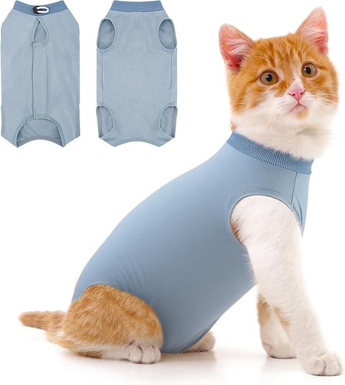 Coppthinktu Cat Recovery Suit for Abdominal Wounds or Skin Diseases, Cat Onesie for Cats After Surgery Female Kitten Recovery Suit, Breathable E-Collar Alternative After Spay Anti Licking ﻿