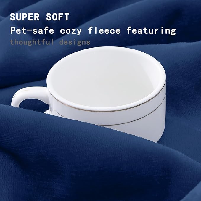 Smiry Waterproof Dog Bed Blanket, Leakproof Pet Throw Blanket for Bed Couch Sofa, Reversible Sherpa Fleece Furniture Protector Cover for Small Medium Large Dogs Cats (Navy Blue, 50x60 inches)