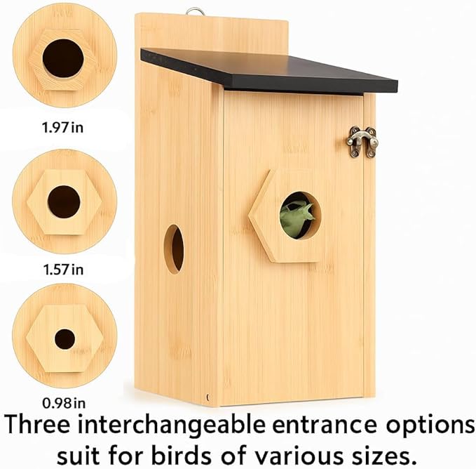 Bird House for Outside – Rustic Hanging Birdhouse for Bluebirds & Cardinals, Decorative Outdoor Bird Nesting Box for Garden, Tree, Fence 2pcs