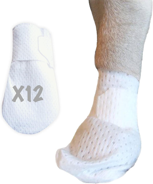 Medimitt Paw Bandages for Dogs, Cats and Pets – Stretchy Medical Booties, First Aid for Paws – Non Slip, Non Adhesive, Breathable, Disposable, Washable, Adjustable Strap, Value Pack (2XS 12-Pack)