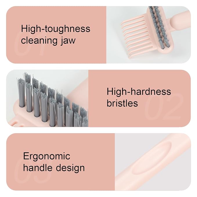 RHOS 2-in-1 Hair Brush Cleaner and Remover Tool - Comb for Removing Hair and Dust, Suitable for Home and Salon Use (2 Pack - Pink)