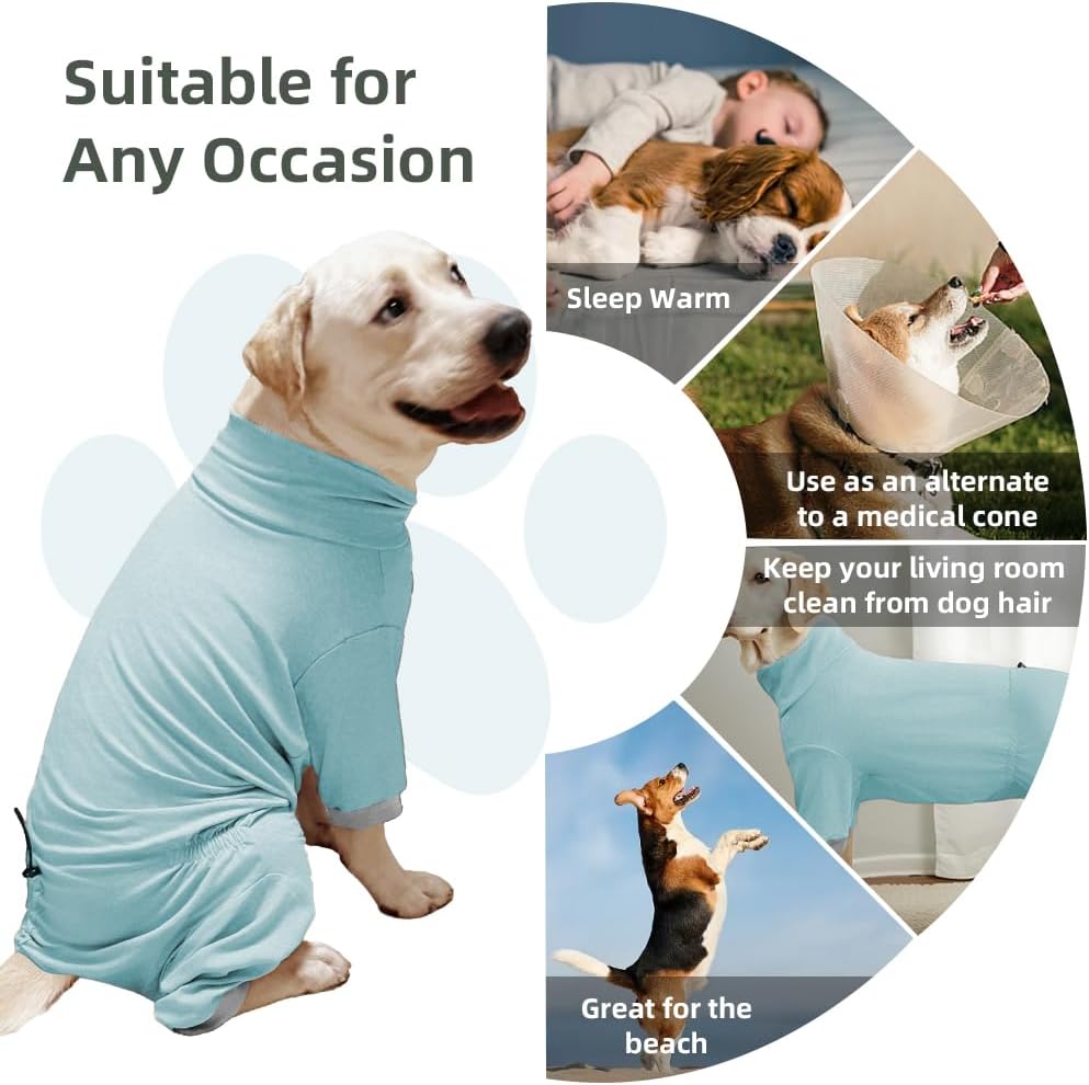 Dog Pyjamas PJS Sweater Clothes and Home Clothing Suitable for Small to Medium Breeds of Dogs, Dog Neutering Suits, Extra-Large Stretch Fabric, Four-Legged Clothes (Thin Blue, XL)