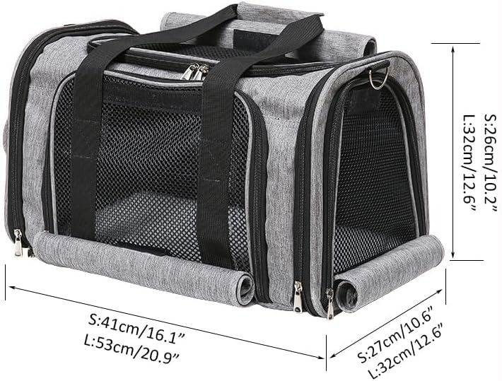 Pet Carrier Bag for Small Medium Cats Dogs Puppies up to 26 Lbs,Steel Frame Dog Carrier,pricacy-Oriented cat Carrier,Collapsible pet Carrier for Easy Storage (Grey, Large:20.9"X12.6"X12.6")