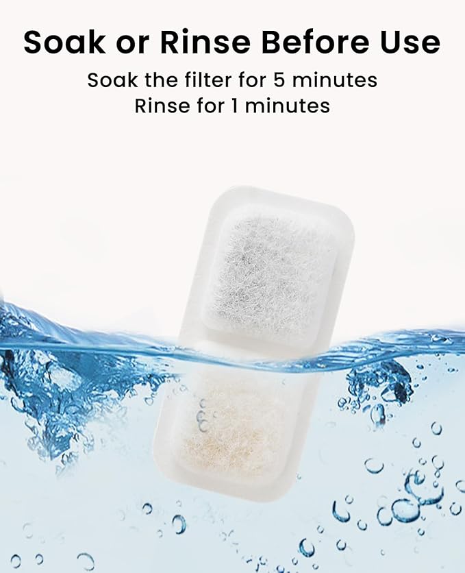 oneisall 8 Replacement Filters 4 Months Set for Cat Water Fountain PW13 PW14, Replacement Filters and Sponges for Ultra Quiet Pet Water Fountain, White 8 Count (Pack of 1)