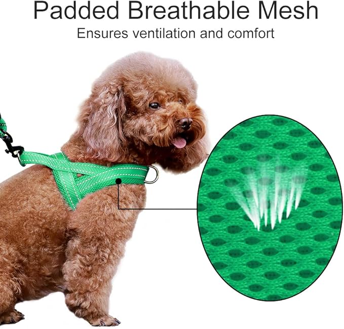 Plutus Pet No Pull Dog Harness for Large Dogs, Breathable Mesh Padded | Adjustable Reflective with Handle, Escape Proof, Quick Fit Pet Vest, Front Clip, for Training and Walking, Green, L