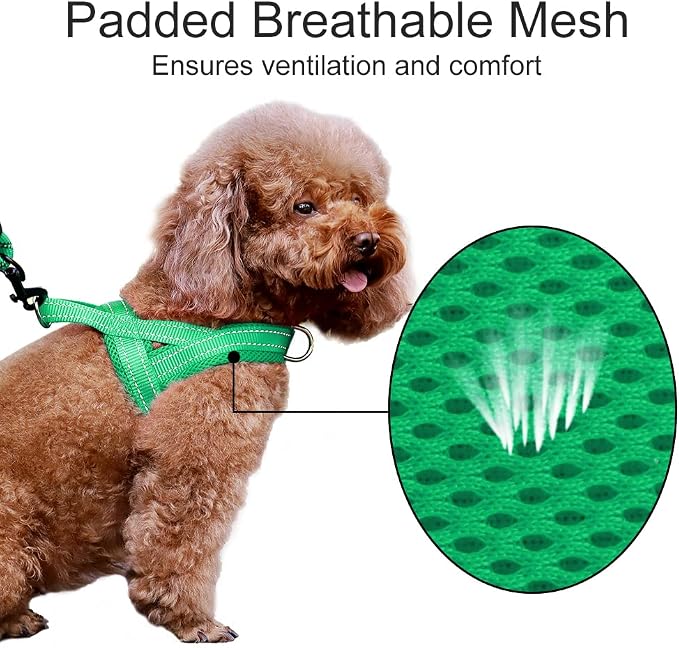 Plutus Pet No Pull Dog Harness for Medium Sized Dog, Breathable Mesh Padded | Adjustable Reflective with Handle, Escape Proof, Quick Fit Pet Vest, Front Clip, for Training and Walking, Green, M