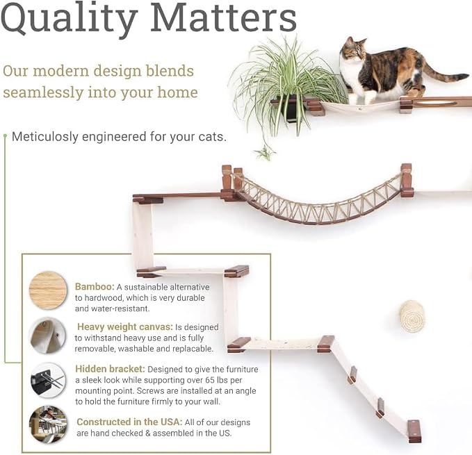 CatastrophiCreations Cat 18" Shelf Handcrafted Elevated Wall, Natural Bamboo, one Size